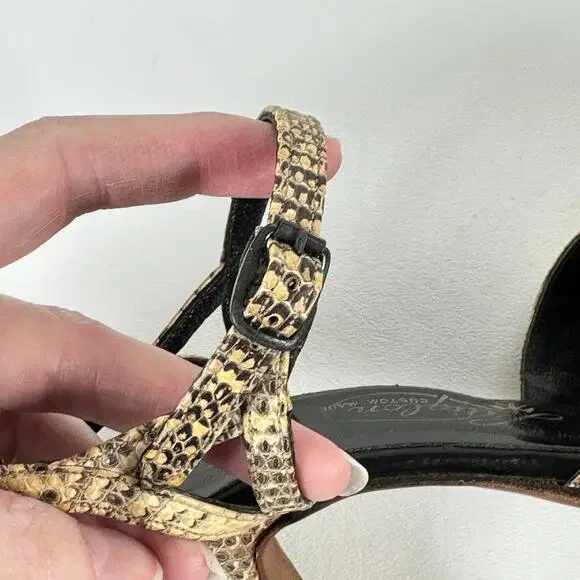 Vintage 1950s Reptile Peep-Toe Sandals by L'aiglon Custom Made Size 6.5 N - Picture 5 of 10
